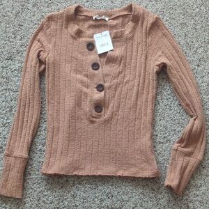 Free People We The Free Henley Size Small In Clay NWT